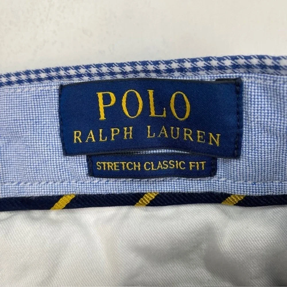 Polo Ralph‎ Lauren Mens 36 Blue White Houndstooth Stretch Classic Fit Shorts
